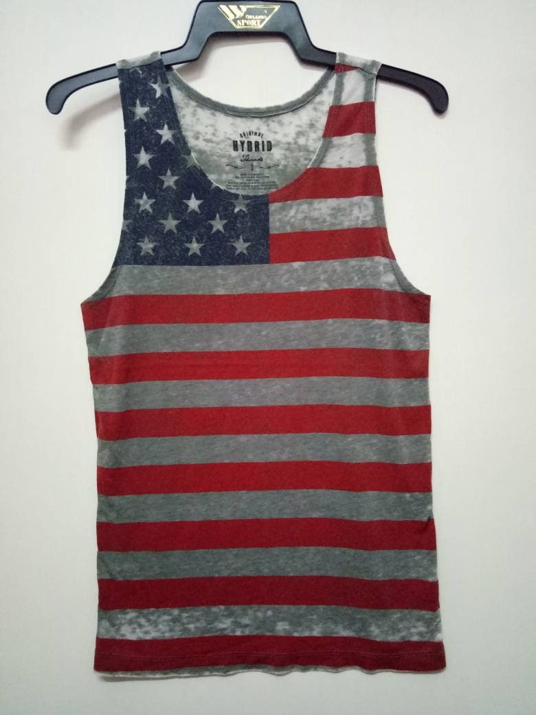 Singlet Amarican Flagge Marke Original Voll Gedruckt Über Unsleeve Shirt Hybrid Größe S von XtraTopStore