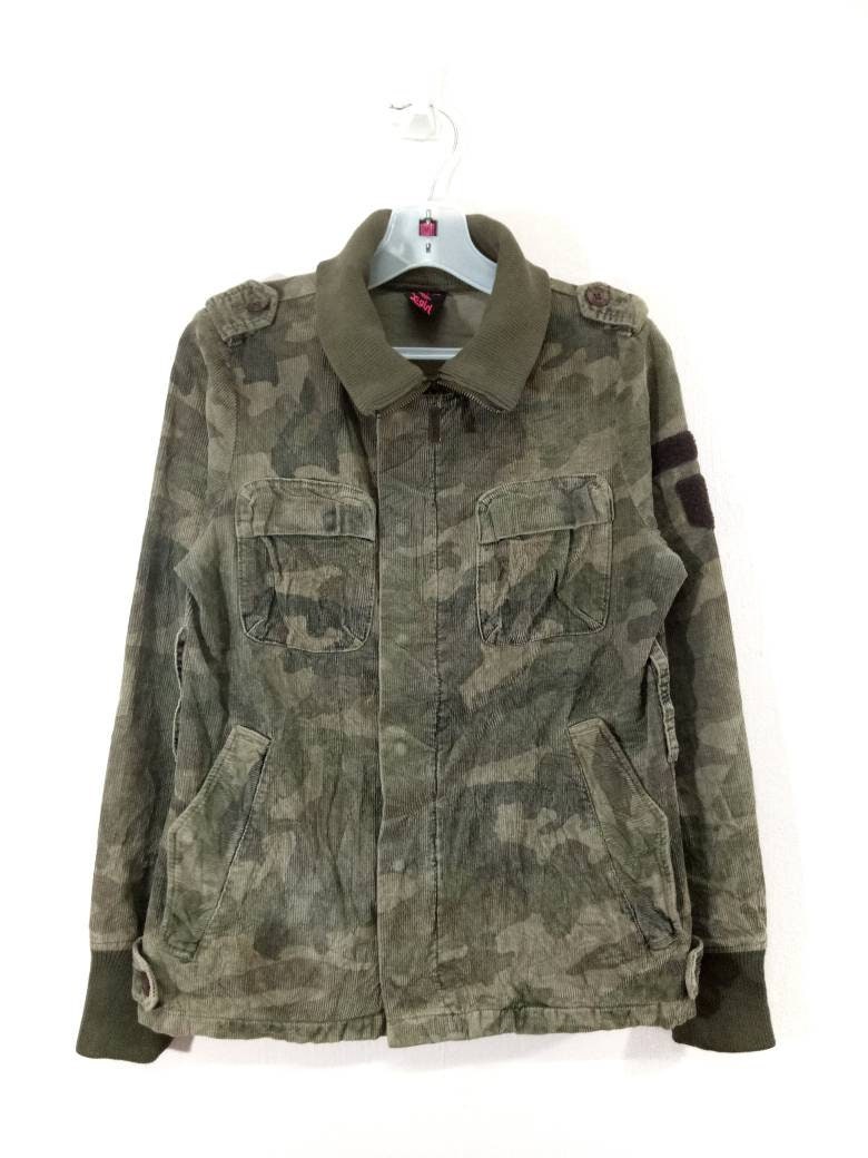 Vintage X-Girl Military Jacke Camouflage Curduroy Navy Style Langarm von XtraTopStore