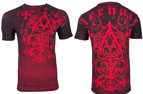 Archaic by Affliction Herren T-Shirt Catface, Rot/Ausflug, einfarbig (Getaway Solids), Mittel von Xtreme Couture