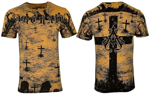 Archaic by Affliction Herren T-Shirt The Crypt Keeper, Orange/Abendrot im Zickzackmuster (Sunset Chevron), XL von Xtreme Couture