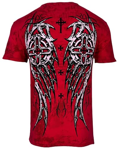 Archaic by Affliction Herren T-Shirt Wing Man Y2K, Rot/Ausflug, einfarbig (Getaway Solids), 3X-Groß von Xtreme Couture