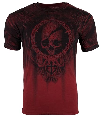 Xtreme Couture Affliction Herren T-Shirt Shadow Walker Red, Rot/Ausflug, einfarbig (Getaway Solids), 3X-Groß von Xtreme Couture