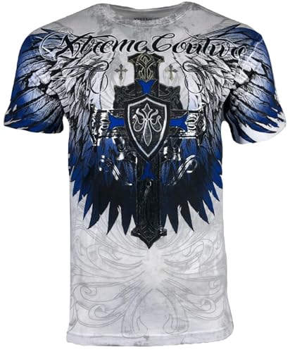 Xtreme Couture by Affliction Herren T-Shirt Tempest Biker MMA, Weiss/opulenter Garten, L von Xtreme Couture