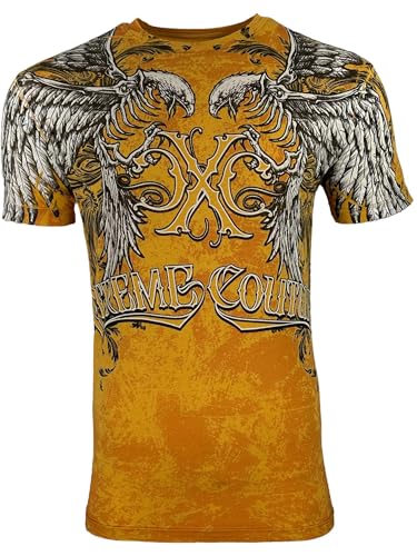 Xtreme Couture by Affliction Herren T-Shirt Tutanka, Orange/Abendrot im Zickzackmuster (Sunset Chevron), 4X-Groß von Xtreme Couture