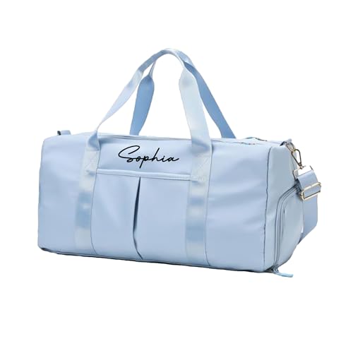 Personalisierte Seesack Tasche mit Nass-Trocken- Tasche Gestickter Name Seesack Tasche Große Reisetaschen wasserdichte Sporttaschen für Frauen Männer von Xtyggoi