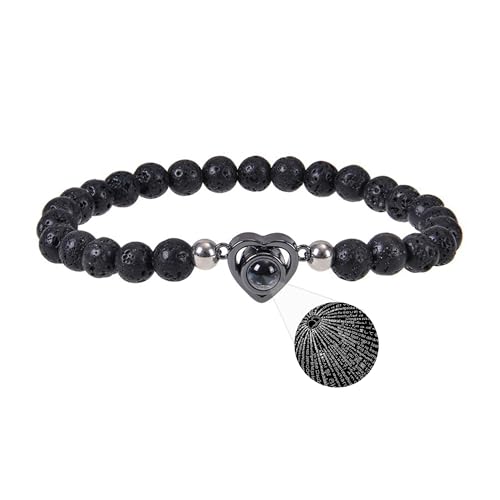 Xtyggoi Benutzerdefinierte Ich liebe deine Projektion Armband für Frauen Männer Türkis Stein Armband Ich liebe dich Herz Anhänger Paare Memorial Jewelry von Xtyggoi