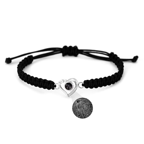 Xtyggoi Individuelles 100 Sprachen Ich liebe dich Projektion Armband Personalisierte Herz-Anhänger Armbänder Paare Ich liebe dich geflochtene Armbänder Schmuck für Frauen Männer von Xtyggoi