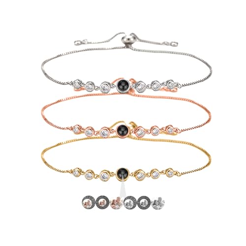 Xtyggoi Personalisierte Foto Projektion Armband benutzerdefinierte Herz-Anhänger Ich liebe dich Armbänder Gedenkschmuck für Frauen Männer Freund von Xtyggoi