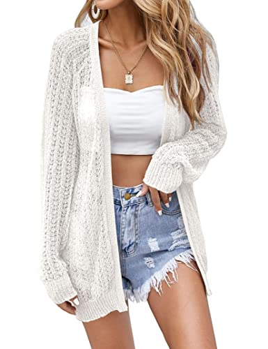 XuBa Damen Strickjacke Sommer,Leichte Dünne Häkeln Langarm Strand Strickjacke Cover Up von XuBa