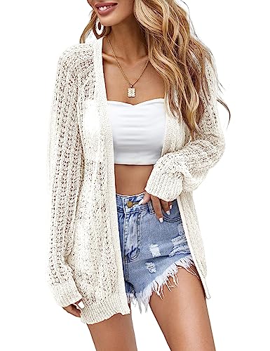 XuBa Damen Strickjacke Sommer Leichte Dünne Häkeln Langarm Strand Strickjacke Cover Up von XuBa