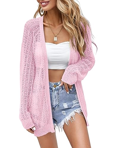 XuBa Damen Strickjacke Sommer Leichte Dünne Häkeln Langarm Strand Strickjacke Cover Up von XuBa