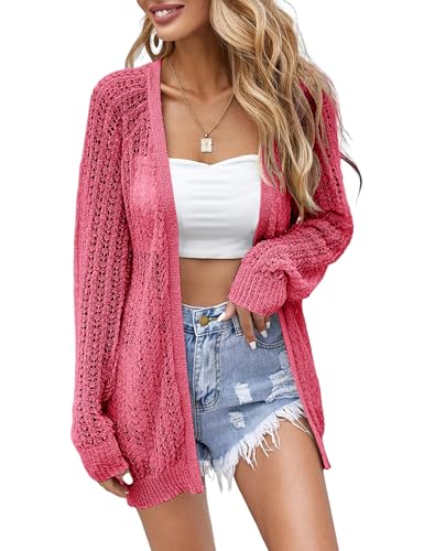 XuBa Strickjacke Damen Leichte Dünne Häkeln Langarm Strand Strickjacke Sommer Cover Up von XuBa