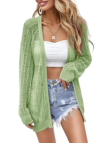 XuBa Strickjacke Damen Sommer,Leichte Dünne Häkeln Langarm Strand Strickjacke Cover Up von XuBa