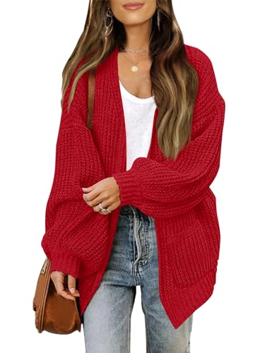 XuBa Strickjacken Für Damen Warme Grobstrick Cardigan Herbst Winter Langarm Elegant Lässige Weich Sweater von XuBa