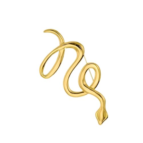 Markante goldene Schlangenbrosche mit aufwendigen Designs, tragbar, zur Verbesserung Ihres Stils bei gesellschaftlichen Veranstaltungen, tragen Sie Schmuck, Einheitsgröße, Wie beschrieben von XuQiZZpp