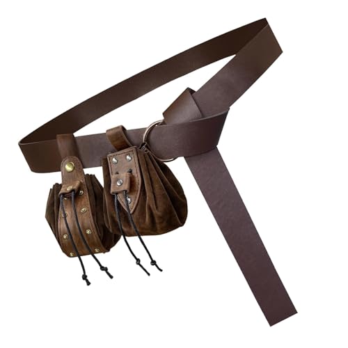 XuQiZZpp 3 Stück/Set Mittelalter Cosplay Set PU Leder Hüfttasche Mittelalter Gürtel Renaissances Gürteltasche OIN Geldbörse für Damen und Herren von XuQiZZpp