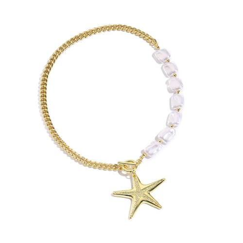 XuQiZZpp Einzigartige unregelmäßige Muschel-Halskette, natürlicher Strandschmuck, tragbar, bequem zu tragen, Legierungskette, besonderes Geschenk für sie von XuQiZZpp