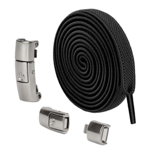 XuQiZZpp Elastische Schnürsenkel ohne Binden, flache Stretch-Schnürsenkel mit Metallschnallen, elastischer Ersatz für Kinder und Erwachsene, Sneaker Press and Go von XuQiZZpp