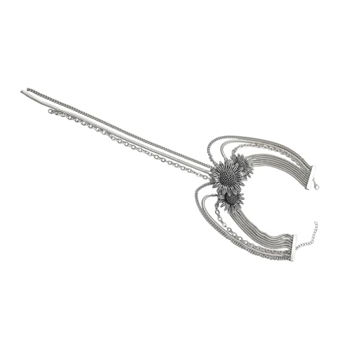 XuQiZZpp Elegante Sonnenblumen-Halskette mit handgefassten Strasssteinen und langen Quasten, angenehm zu tragen, stabile Legierungsmaterialien von XuQiZZpp