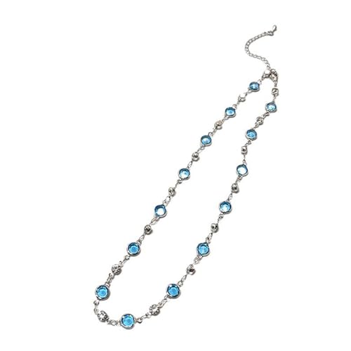 XuQiZZpp Elegante blaue Kristall-Schmetterling-Halskette, handgefertigt, verstellbare Länge, Schlüsselbeinkette, Accessoire für den täglichen Gebrauch von XuQiZZpp