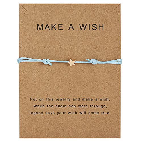 XuQiZZpp Fashion For Wish Card Star Charm Handmade Braided Wax Rope Adjustable Good Luck Girl Chain Bracelets For Women, Einheitsgröße, Wie beschrieben von XuQiZZpp