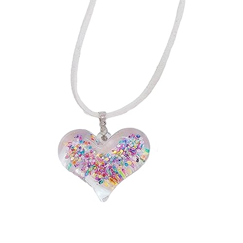 XuQiZZpp Halskette mit Herz-Anhänger aus Acryl, für Partys, Feiern, Stern-Herz-Halskette, funkelnder Schmuck von XuQiZZpp