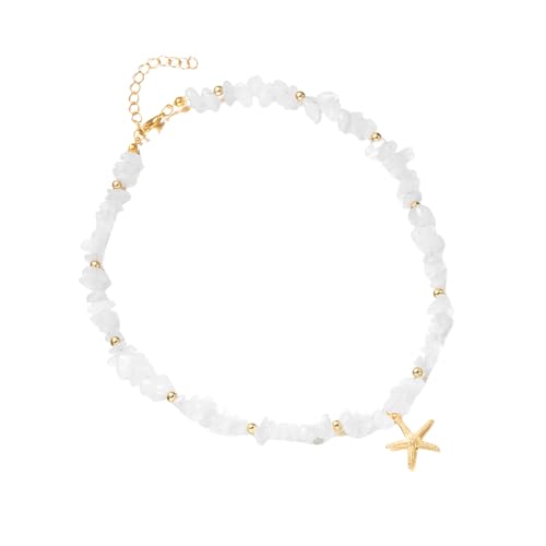 XuQiZZpp Handgefertigte Edelstein-Halskette mit Natursteinakzent, leichter Komfortschmuck von XuQiZZpp