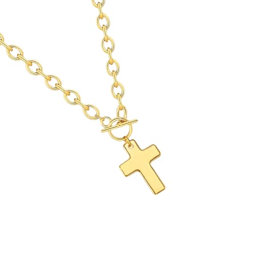 XuQiZZpp Luxuriöse Kruzifix-Halskette für Damen, Mädchen, 14 Karat plattiert, eleganter Modeschmuck für Damen von XuQiZZpp