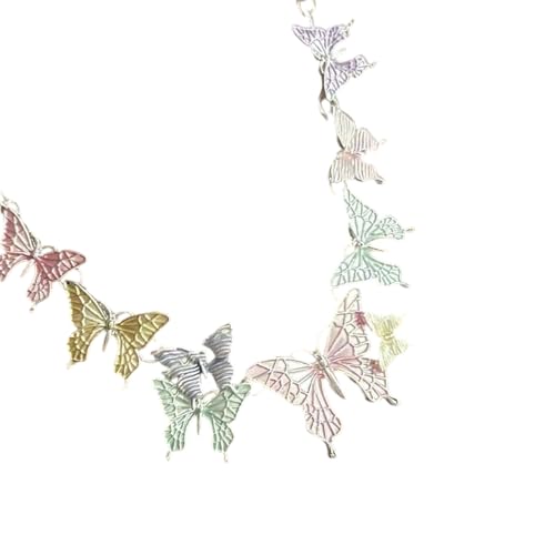XuQiZZpp Schlichte Halskette, modisch, bunter Schmetterling-Anhänger, Halskette, Halsschmuck für jugendliche Paare oder enge Freunde von XuQiZZpp