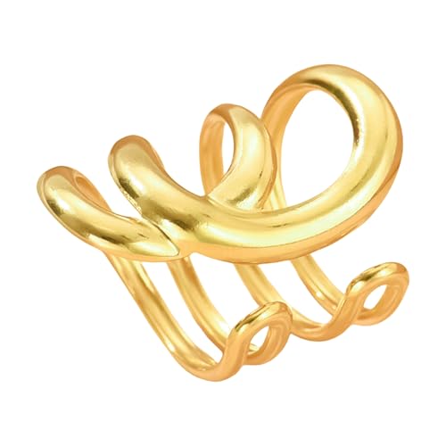 XuQiZZpp Stilvolle, hohle Ringe mit unregelmäßigen Linien, modische Statement-Ringe, Edelstahl-Textur, geeignet für den täglichen Gebrauch von XuQiZZpp