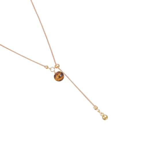 XuQiZZpp Stilvolle Halskette mit Schiebeverschluss mit Tieraugen-Stein-Perlen und stabilem Metalllegierungsketten-Design von XuQiZZpp