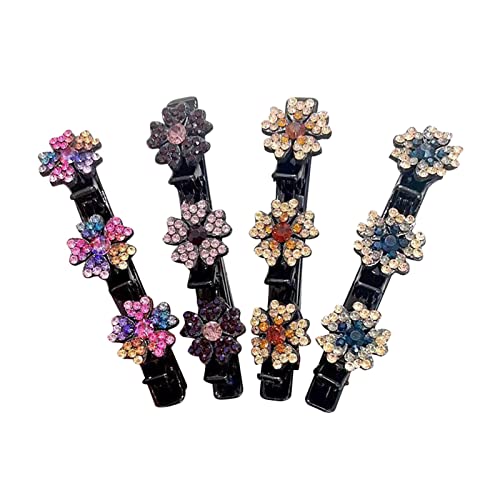 Haarspangen mit funkelnden Kristallsteinen, geflochtene Strass-Haarspangen für dicke, dünne Haare, dekorative Blumen-Haarnadel, Entenschnabel, H Air-Styling-Clip für Mädchen/Frauen (Farbe: A) von XuYelora
