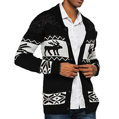 XuanXmy Herren Weihnachten Jacquard Strickjacke Mode Lässig Elch Print Xmas Pullover schwarz L XuanXmy Herren Weihnachten Jacquard Strickjacke Mode Lässig Elch Print Xmas Pullover schwarz L von XuanXmy