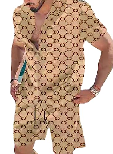 XuanXmy Zweiteiliges Set Mit Print Für Herren Neues SommerZweiteilerSet KurzarmShortsSet Lässiges Zweiteiliges Set Color3 M von XuanXmy