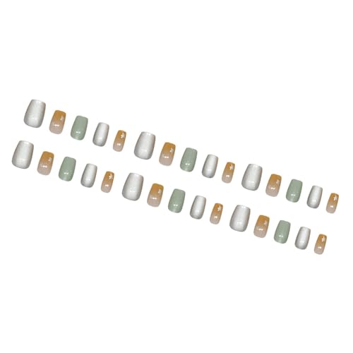 30 quadratische Nägel zum Aufdrücken, Farbverlauf, französische künstliche Nägel, Acryl, künstliche Klebstoffe für Frauen, Katzen, Augen, Pressnägel von Xuancai