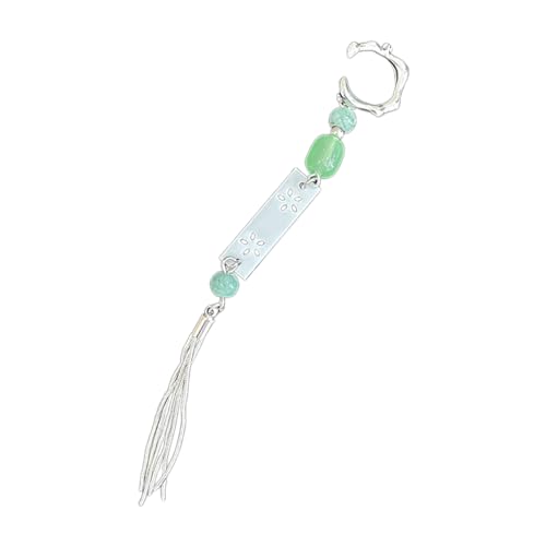 Eleganter chinesischer Ohrclip mit langen Quasten, baumelnde Kette, Ohrclip für Damen und Mädchen von Xuancai