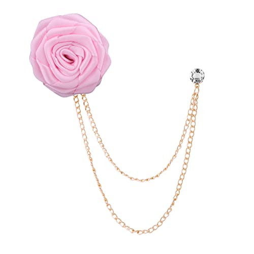 Handgefertigte Brosche Hochzeit Stoff Kunst Rose Blume Brosche Ansteckbrosche Abzeichen Kette Anzug Herren Zubehör Hochzeit Brosche Pins für Herren Anzug Blume Anstecknadel für Anzüge Bräutigam Kragen von Xuancai