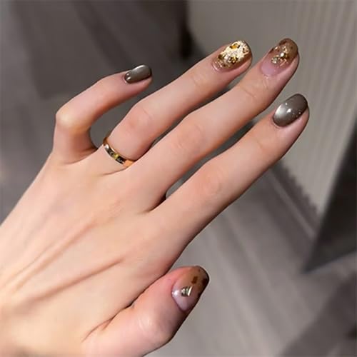 Künstliche Nägel, kurz, rund, Farbverläufe, französische Spitze, zum Aufkleben, Katzenaugen, zum Aufdrücken, für Damen, 30 Stück Künstliche Nägel, kurz, rund, Farbverläufe, französische Spitze, zum Aufkleben, Katzenaugen, zum Aufdrücken, für Damen, 30 Stück von Xuancai