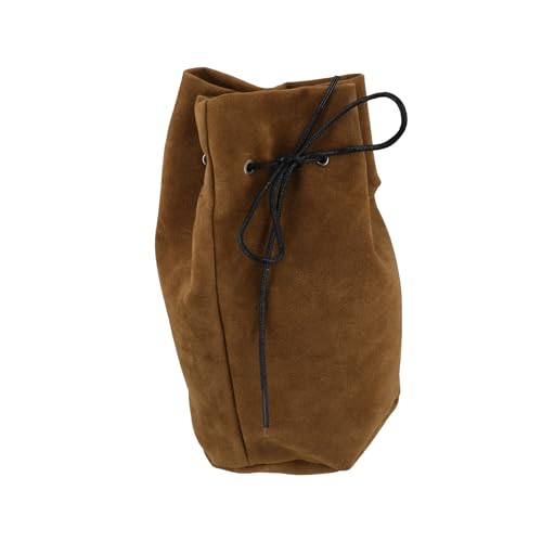 Mittelalterlicher Gürtel Wildleder Kordelzug Tasche Tragbare Geldbörse Vintage Kostüm Hüfttasche für Fantasy Event Cosplay Party Mittelalter Münzbörse, braun, Einheitsgröße von Xuancai