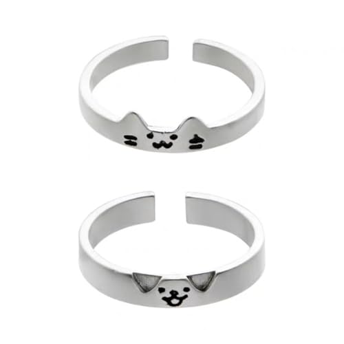Modische Ringe für Katzen und Hunde, verstellbare Größe, Freundschaftsringe, trendig, stapelbar, Schmuck, Fingerzubehör, niedliche Katzen und Hunde von Xuancai