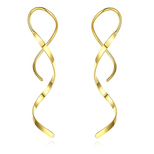 Punk Edelstahl Twist Dangle Ohrringe Ohrhaken Ohrringe Ohr Expander Piercing Schmuck für Männer Frauen Gold Creolen, Einheitsgröße, Wie beschrieben, Wie beschrieben von Xuancai