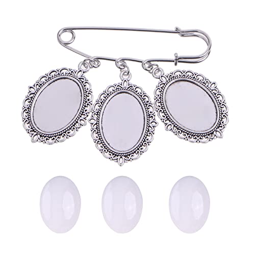 Schmuckstein-Brosche für Hochzeit, Charms, Spitzenrahmen, oval, Glas-Cabochon, Foto-Anhänger, geeignet für Urlaub, Handwerk, Fotohalter, Einheitsgröße, Wie beschrieben von Xuancai