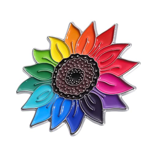 Stabile Sonnenblumen-Brosche aus Legierung mit buntem Regenbogen-Accessoire für trendige Frauen, den Alltag und besondere Anlässe, Sammlerstück-Broschen von Xuancai