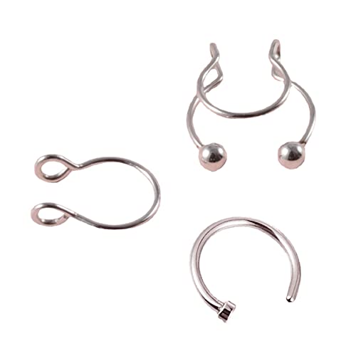 Xuancai 3 Stück Fake Nasenring Edelstahl Fake Septum Nasenstecker Nicht durchbohrt Körperschmuck Manschette für Damen Herren Ohrstecker Manschetten Edelstahl von Xuancai