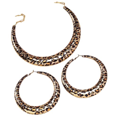 Xuancai 3-teiliges Schmuck-Set mit Leopardenmuster, inspirierte Halskette und Ohrringe, elegantes Accessoire für Damen von Xuancai
