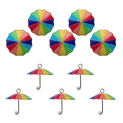 Xuancai Bunte Regenschirm-Anhänger, Regenbogenperlen, Harz, Schmuck, Halskette, Anhänger, Zubehör, Regenbogenperlen, 10 Stück von Xuancai