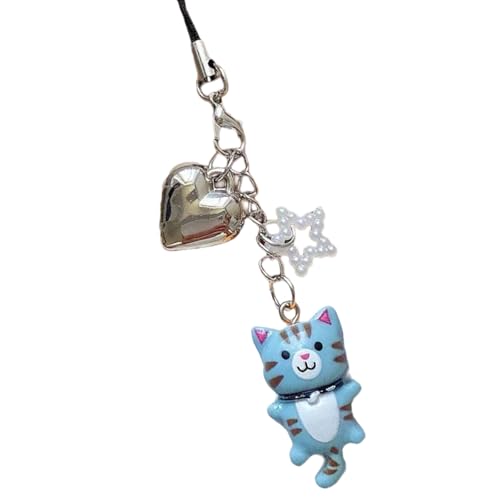Xuancai Fahshionable Schöne Katzen mit Perlen, handgefertigt, eleganter Handy-Gurt und Schlüsselanhänger, tragbares Geschenk für trendige Damen von Xuancai