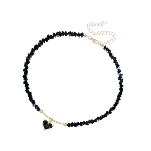 Xuancai Handgefertigte Halskette mit Glasperlen-Anhänger, elegantes Design, Schlüsselbeinkette für den täglichen Gebrauch und besondere Anlässe, zarte Legierungskette, Einheitsgröße, Wie beschrieben von Xuancai