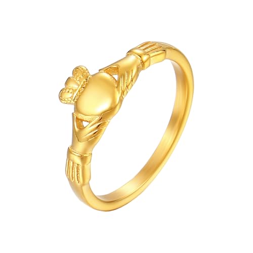 Xuancai Irische Claddagh-Eheringe aus stabilem Stahl für Paare, die eine Mischung aus Tradition und elegantem Hochzeitsschmuck suchen, Gold-color, Wie beschrieben, Wie beschrieben von Xuancai
