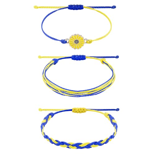 Xuancai Peace Daisy Armband, Boho, handgefertigt, ukrainisches Symbol, Sonnenblume, Schmuck, Geschenke für Männer und Frauen, handgefertigte Schnur, Armbänder, verstellbar, geflochten, Einheitsgröße von Xuancai